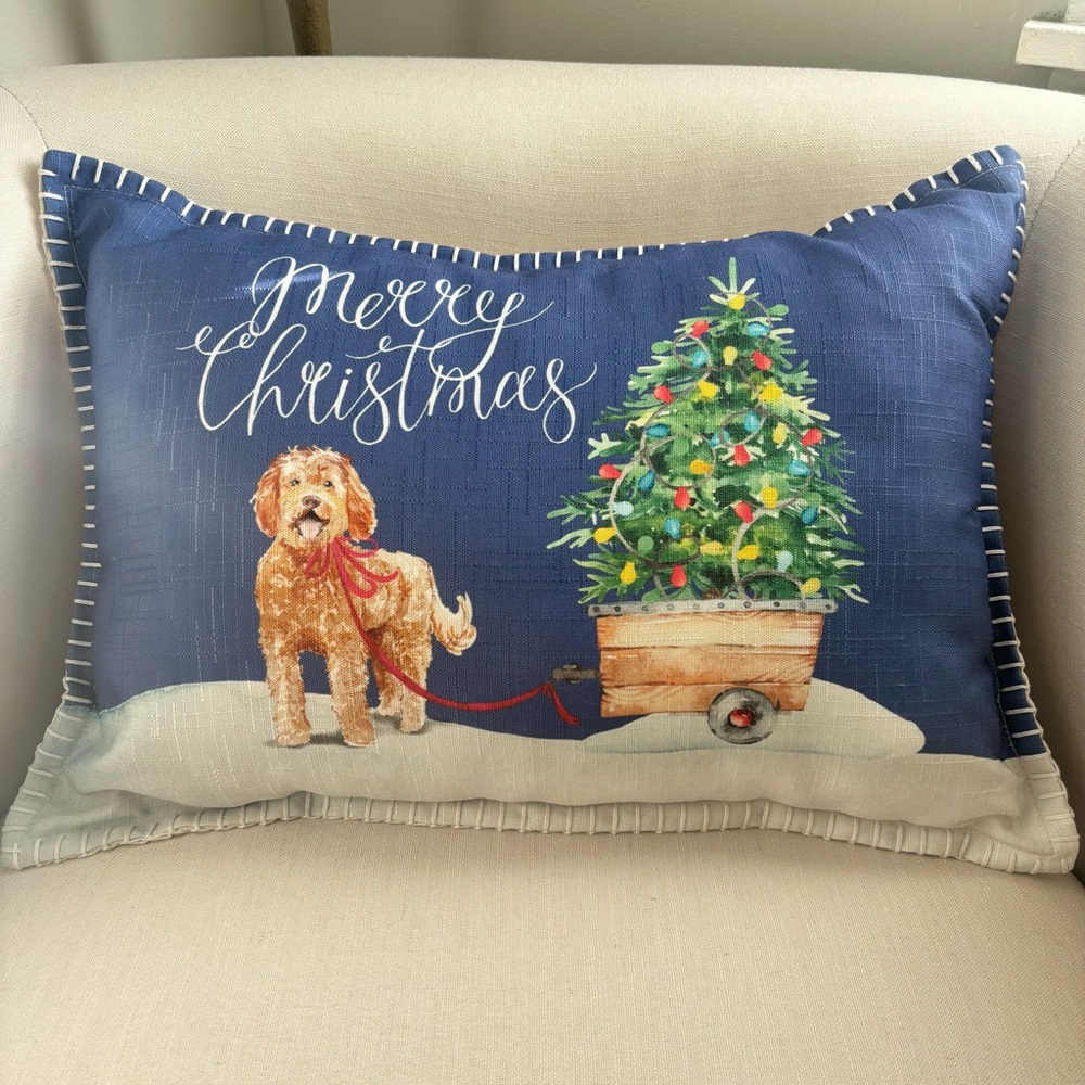 Home Depot Christmas Dog Lumbar Pillow